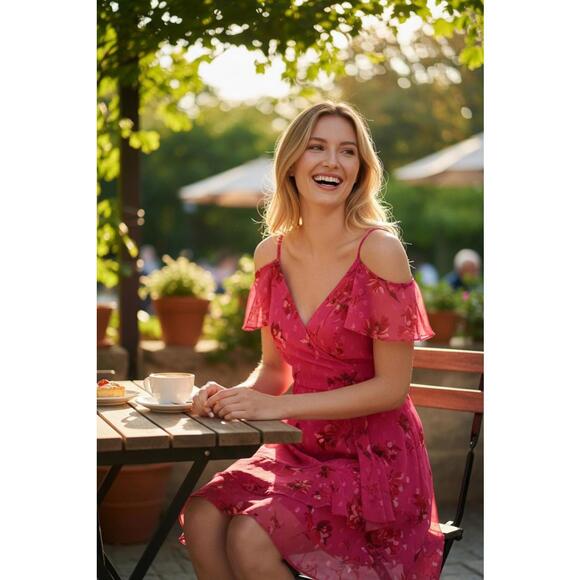 White House Black Market Dresses & Skirts - White House Black Market Cold-Shoulder Ruffle Dress -‎ NWT